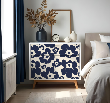 Dark blue poppy flower furniture sticker - TenStickers