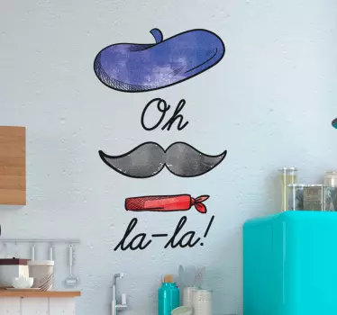 Decorative mustache text wall decal - TenStickers