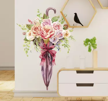 Decorative spring flower umbrella flower wall sticker - TenStickers