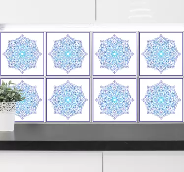 Delfts blue mandala  tile transfer - TenStickers