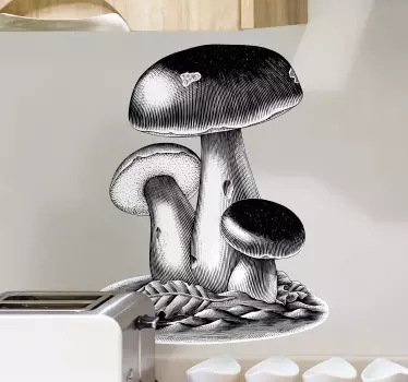 Detailed Mushroom Illustration plant sticker - TenStickers
