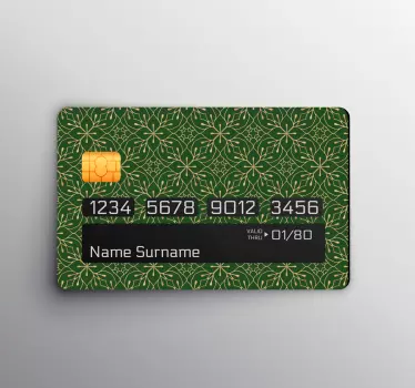 Elegant green and gold pattern bank card sticker - TenStickers