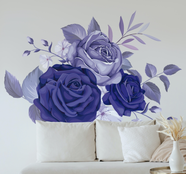 Elegant purple roses flower wall sticker - TenStickers