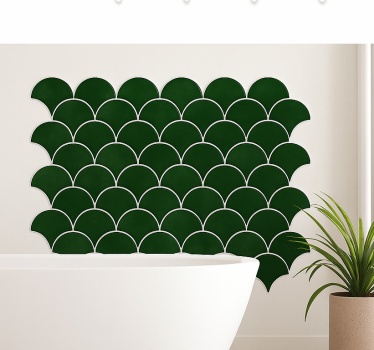 Emerald green fish scale bathroom wall sticker - TenStickers