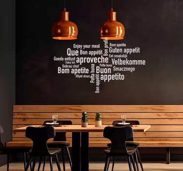 Enjoy your meal in languages wall text sticker - TenStickers