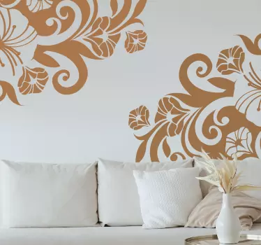 Exotic corner flower living room wall sticker - TenStickers