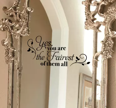 "Fairest of them all" mirror sticker wall sticker for bedroom - TenStickers