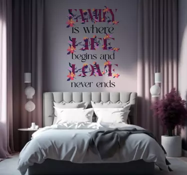 Family is where life begins quote wall sticker - TenStickers