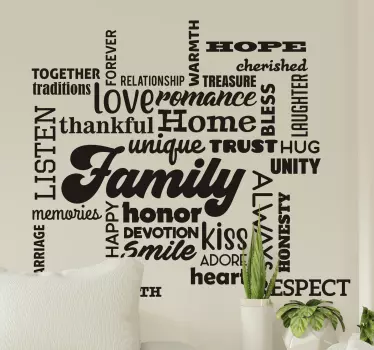 Family words home living room wall sticker - TenStickers