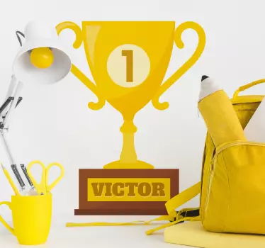 First place trophy football sticker for wall - TenStickers