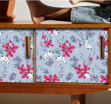 Floral Butterflies Pattern wall sticker - TenStickers