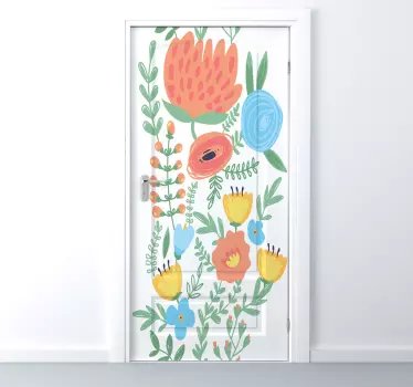 Floral Design Door Sticker - TenStickers
