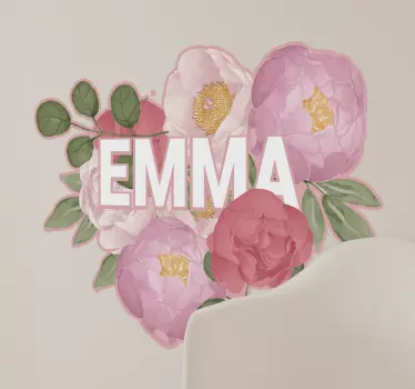 Floral Heart Motif flower wall sticker - TenStickers