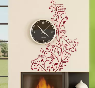 Floral Musical Notes Wall Stickers - TenStickers