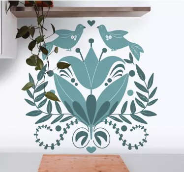 Floral Pattern Birds wall sticker - TenStickers