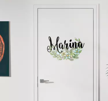 Floral Personalized Glass Door Sticker - TenStickers