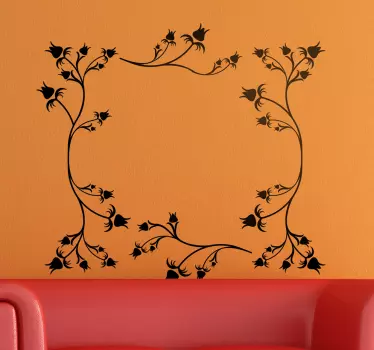 Floral Rose Frame Wall Sticker for Bedroom - TenStickers