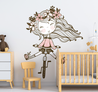 Flower-headed girl  illustration wall art - TenStickers