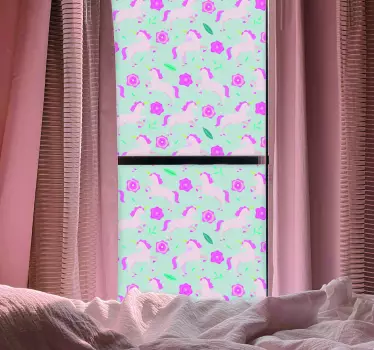 Flower Unicorn Pattern window decal - TenStickers