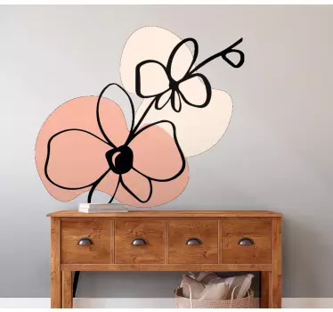 Flower wall sticker abstract floral design - TenStickers