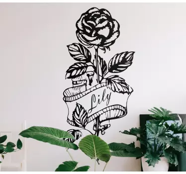 Flower wall sticker black rose decoration - TenStickers