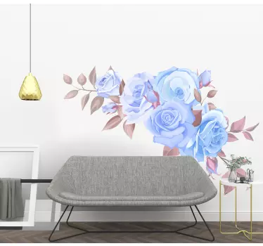 Flower wall sticker blue rose arrangement - TenStickers