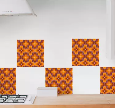 Flower wall sticker botanical inspired tiles - TenStickers