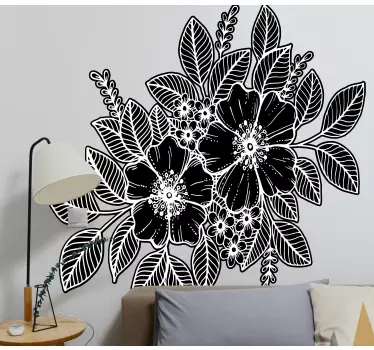 Flower wall sticker botanical leaf design - TenStickers