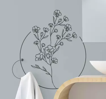 Flower wall sticker botanical round design - TenStickers