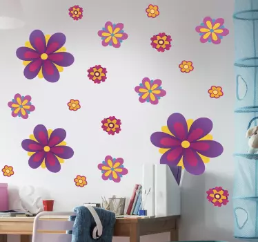 Flower wall sticker colorful floral patterns - TenStickers