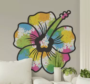 Flower wall sticker colorful hibiscus blossom - TenStickers