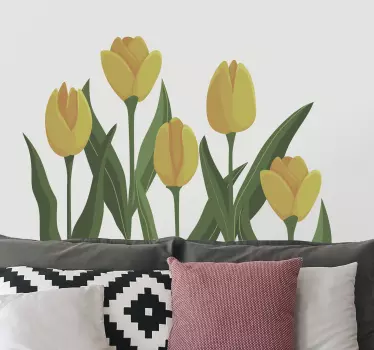 Flower wall sticker elegant yellow tulips - TenStickers