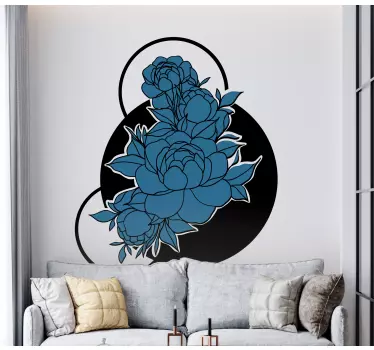 Flower wall sticker floral blue arrangement - TenStickers