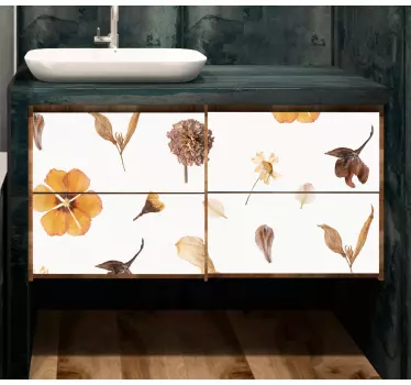 Flower wall sticker floral pattern cabinets - TenStickers