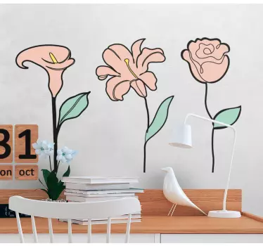 Flower wall sticker graceful blossom arrangement - TenStickers