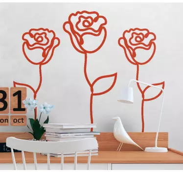 Flower wall sticker graceful botanical sketch - TenStickers
