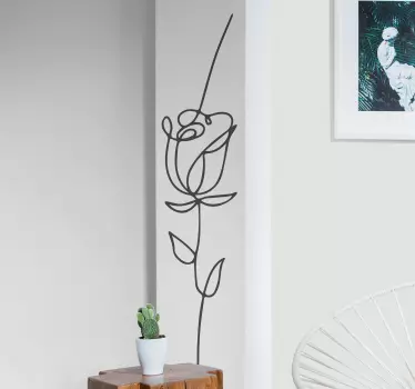 Flower wall sticker graceful rose outline - TenStickers