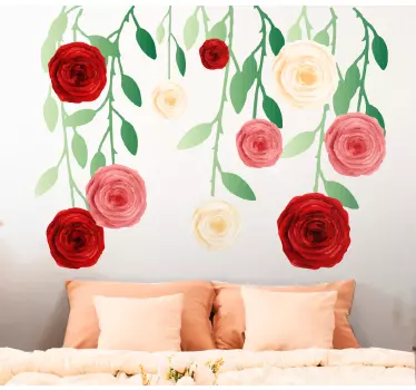 Flower wall sticker hanging floral arrangement - TenStickers