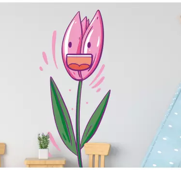 Flower wall sticker happy tulip design - TenStickers