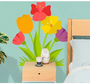Flower wall sticker lively botanical design - TenStickers