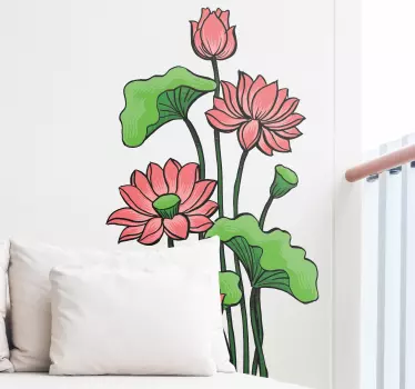 Flower wall sticker lotus blossom arrangement - TenStickers