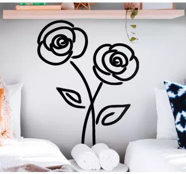 Flower wall sticker minimalist rose design - TenStickers