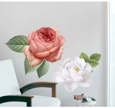 Flower wall sticker peach and white blossoms - TenStickers
