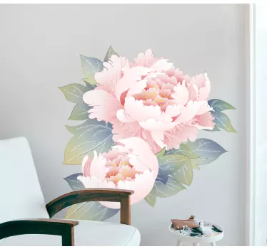 Flower wall sticker peony flower arrangement - TenStickers