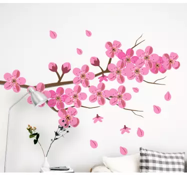 Flower wall sticker pink blossom branch - TenStickers