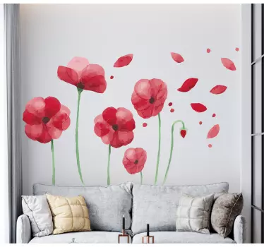 Flower wall sticker poppy flower design - TenStickers