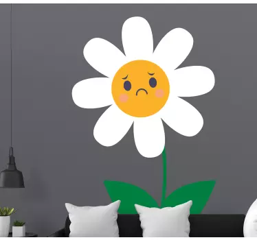 Flower wall sticker sad emoji blossom - TenStickers