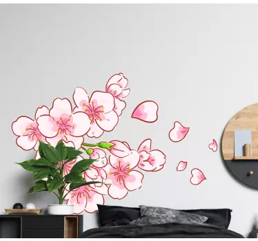 Flower wall sticker sakura blossom stem - TenStickers