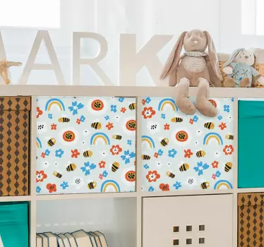 flowers and bees decals for furniture - TenStickers