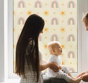 Flowers and Rainbows window decal - TenStickers